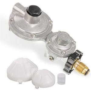 BlueStars 2 Stage Propane Regulator with POL - Standard P.O.L Connection and 3/8in Female Flare Fitting - Propane Tank Regulator for RV Vans Trailers Campers 100lb Tank ASME Tank Generators
