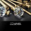 Double Curtain Rod Set:1-1/8 Inch Diameter Luxury Gold Curtain Rods,36-72 Inch Adjustable Gold Drapery Rod with Crystal-clear Faceted Finials for 1 Pack