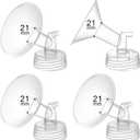 4PCS 21mm Breast Pump Flanges, Compatible with Spectra S1/S2/9Plus/Synergy Gold, Motif Luna, Wide-Mouth Bottle Fit, Breast Pump Accessories
