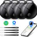 Air Tracker Tags-4 Pack: Smart Bluetooth Tracker, Compatible with Apple Find My APP (iOS Only) Replaceable Battery, IP67 Waterproof, Suitable for Luggage, Wallets, Backpacks, Keys Tracking Tag, Black