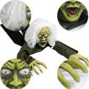 Hourleey Halloween Outdoor Decorations, Animated Zombie Groundbreaker Climbing Prop with Lighted Eyes and Scary Sound, Halloween Decor for Graveyard Haunted House Indoor Lawn Yard