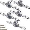 5 Pack Large Sized Enlarged Diamond Clear Crystal Glass Decorative Knobs with Plate,Cabinet Cupboard Door Pulls Handles with Screws for Kitchen Office Decoration (5 Pack, Large, Silver)