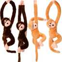 Chivao Set of 4 Stuffed Monkey Hanging Stuffed Animal Monkey Plush Toy Large Animal with Loop for Gifts Favors (20 Inch, Brown Khaki)
