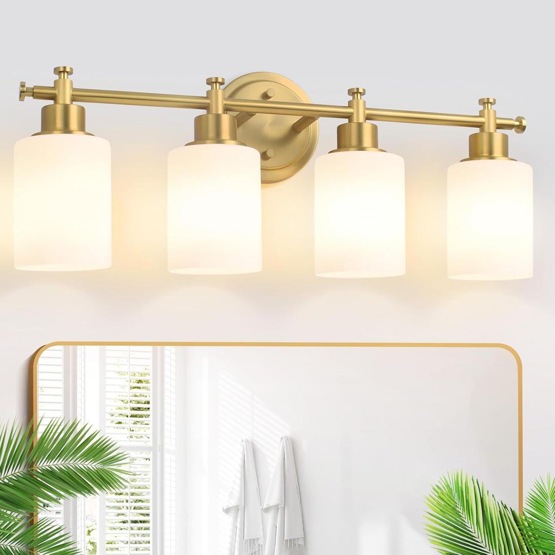 23'' 4-Light Bathroom Vanity Light, Brushed Gold Vanity Light Fixture, 4-Light-23 in