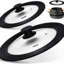 Universal Lids for Pots, Pans & Skillets - Fits 7", 8" & 9" Diameter, 10", 11" & 12" Diameter Cookware, Tempered Glass with High Heat Resistant Silicone Rim (2PK)