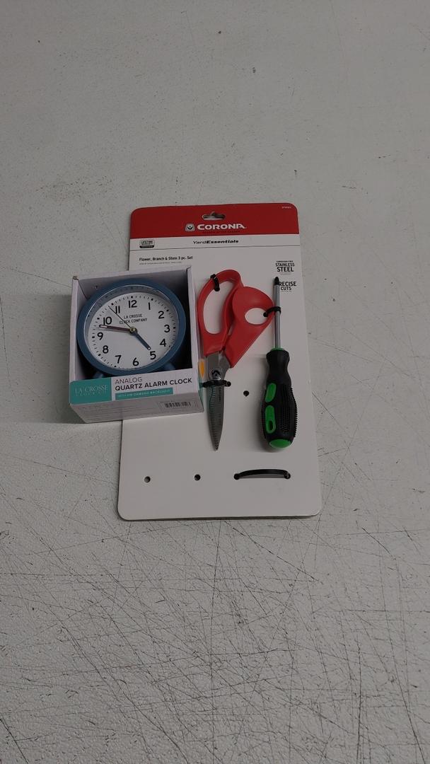 Corona Gardening Scissor & Screwdriver; Analog Clock Corona Gardening Scissor & Screwdriver; Analog Clock