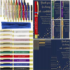 Sayglossy 40 Sets Employee Appreciation Gifts Inspirational Ballpoint Pen with Thank You Greeting Card for Staff Recognition Coworkers Teachers Thank You Gifts (Inspirational)