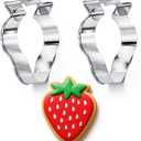 Strawberry Cookie Cutter Set, 2 Pack 3.15" Stainless Steel Strawberry Fondant Biscuit Cutter, Fruit Cookie Cutters for Summer Birthday Party Strawberries Lover Dishwasher Safe