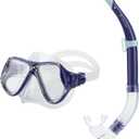 Hawaii Divers Manta Ray Adult Snorkel Set - Premium 2-Window Tempered Glass Snorkel Mask with Silicone Mouthpiece, Snorkeling Gear for Adults