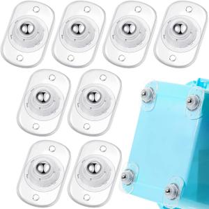 Honoson 8 Pcs Self Adhesive Caster Wheels Appliance Rollers Appliance Sliders for Kitchen 360 Swivel Universal Wheel Mini Small Kitchen (Clear with 1 Steel Ball Style)