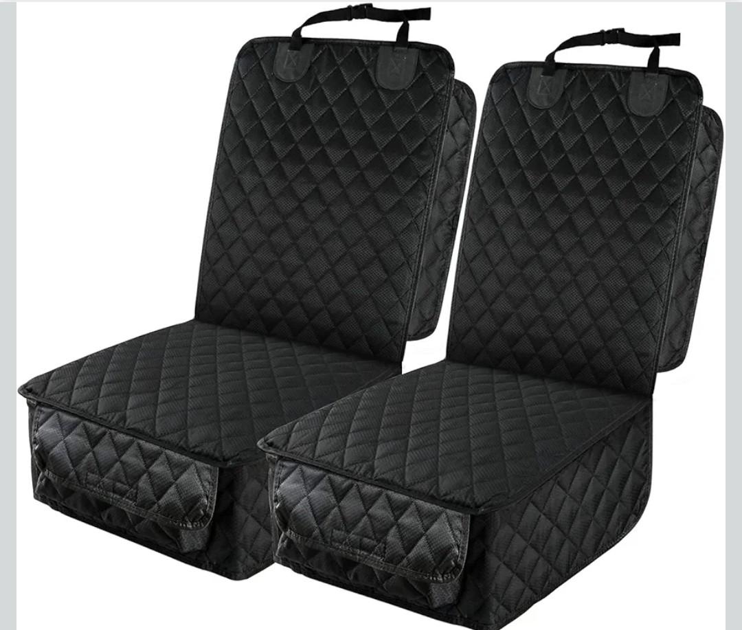 PETICON Waterproof Front Seat Car Cover 2 Pack, Full Protection Dog Car Seat Cover with Side Flaps, Nonslip Scratchproof Captain Chair Seat Cover Fits for Cars, Trucks, SUVs, Jeep, Black