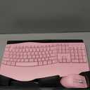 Wireless Keyboard and Mouse Combo, 2.4G Full Size Wave Keys Ergonomic Keyboard with Wrist Rest and 3-Level DPI Adjustable Wireless Ergonomic Mouse for Windows, Mac OS Desktop/Laptop/PC(Pink)