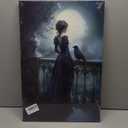 Victorian Woman and Raven Canvas Wall Art Gothic Dark Academia Wall Decor Picture Moody Halloween Witch Dark Romance Poster Print for Living Room Bedroom Dorm Home Decoration 16x24in