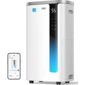 DREO Max 73 Pint Smart Dehumidifier(Energy Star 2026), 7L Large Water Tank, Quiet 42dB for Basement, Home & Large Room up to 2000 Sq Ft, Drain Hose Included, Auto Humidity Control, 3 Fan Speeds, Timer