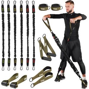 Tube Resistance Bands for Working Out Men and Women - 180lb Exercise Bands Set with Handles, Resistance Band Bar, Ankle Straps, Foot Straps, Door Anchor for Home Gym Strength