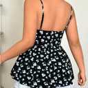 Verdusa Women's Plus Size Floral Print Camisole Tops Ruched Drawstring Spaghetti Strap Cami Shirt (XXXL)