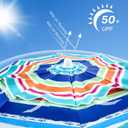 beach umbrella with sand anchor,UPF 50+protection,8 ribs, beach umbrellas for sand portable,with button tilt - multifunctional outdoor sunshade for gardens,courtyards,and beaches.