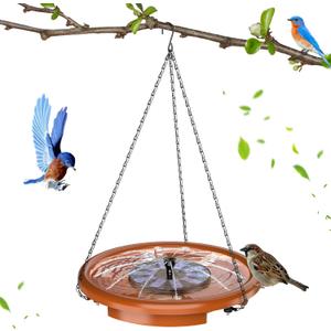 AISITIN Hanging Bird Bath Set with Solar Fountain, Hanging Solar Powered Water Fountain Outdoor 15" Bird Bath Bowl with Three Steps for Bird Bath, Feeder, Drinking, Garden, Patio Lawn and Backyard (Trapezoid)