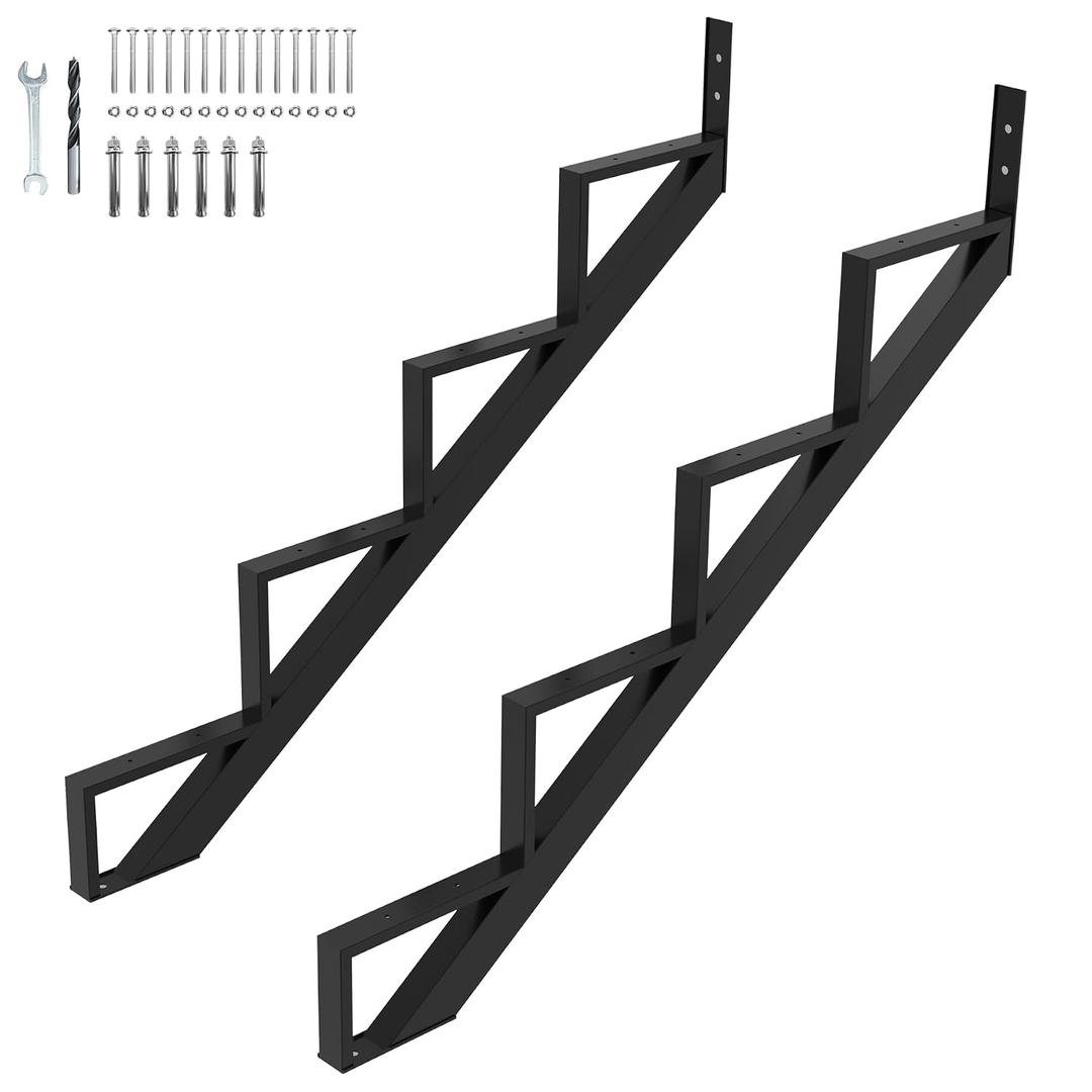 Steel Stair Step Riser 2 Pack, 4-Step Steel Stair Stringer, One Step Stair Stringer for Outdoor Steps and Outdoor Stairs