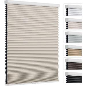 Changshade Cellular Shades Cordless Blinds Blackout for Indoor Windows, Black Out Honeycomb Blind Heat Light Blocking Room Darkening Shade 1.5'' Single Cell Pleated Easy Install, 46" Wx72H, Beige (46"W72"H(FBA))