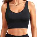 Aqua Eve Women Crop Bikini Top Only Long Line Sport Swim Top Modest Swimsuit Top (X-Large, Black)