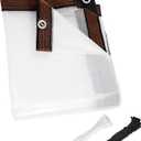 ZYP 2PCS 10x12 FT Heavy Duty Clear Waterproof Tarps Outdoor Garden Rainproof Covering,Clear Vinyl Tarp with Grommets,Transparent Waterproof Tarpaulin for Covering Henhouse Porch Canopy Plant Camping