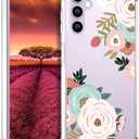 Compatible with Samsung Galaxy S23 Plus Case Cute Clear for Women Girls, S23+ Designer Transparent Phone Cover Design (Kawaii Spring Flowers)