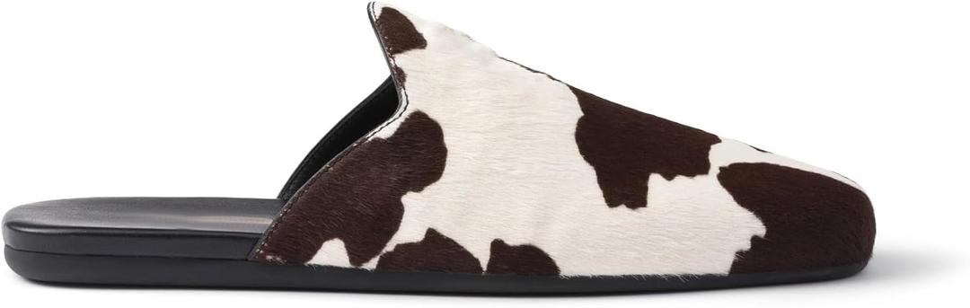 Clogs for Women Suede Slip On Mule Boat Loafers Round Closed Toe Flats Casual Comfortable Slides Shoes (8, Cow Print)