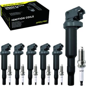 Set of 6 Ignition Coil Pack and Spark Plugs Fits for 2008 2009 2010 2011 2012 2013 BMW 128i 325xi 328i 328xi 330i 330xi 525xi 528i xDrive 530i 530xi X3 X5 Z4 Replaces UF592 C1638