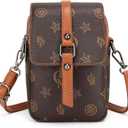 myfriday Vintage Crossbody Phone Bag for Women, Small PU Leather Shoulder Purse and Handbag