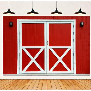 Red Barn Door Photography Background Curtain Farm Fall Lunch Birthday Background Thanksgiving Harvest Baby Shower Party Photo 7x5 feet