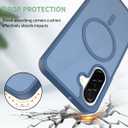 Magnetic for Samsung Galaxy A16 5G Case, with [Tempered Glass Screen Protector][Compatible with MagSafe][Military Grade Shockproof] Slim Translucent Matte Phone Case for A16 5G-Blue