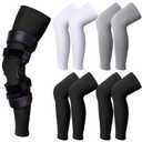 Sosation 8 Pcs Knee Brace Undersleeve Knee Sleeve for Under Brace Closed Patella Compression Breathable Leg Sleeves for Men Women Thigh Shin Support for Sports Protector(Large)