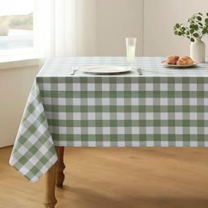 Veblandy Checkered Tablecloth Rectangle Waterproof Gingham Table Cloth Washable Buffalo Plaid Table Cover Wrinkle Free for Kitchen, Dining and Outdoor Picnic, 52 x 70 Inch, Sage Green and White