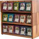 Acacia Wood Tea Bag Organizer, Tea Organizer Box, 3 Tier Stackable Tea Bag Holder for Kitchen, Counter, Cabinet, Pantry and Office