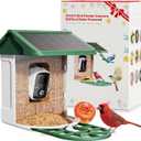 Bird Feeder with Camera Solar Powered-2K Live Feed, Smart AI Identify Birds, 2L Food Capacity, Auto Captured Bird Video, Real-time Arrived Alerts, Mini Hummingbird Feeder for Outdoor Backyard (Dark Green)