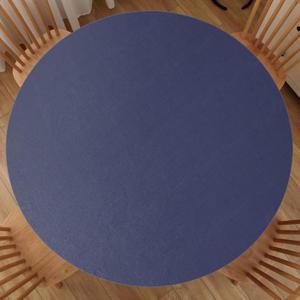 Round Fitted Tablecloth with Elastic Edge, Waterproof Plastic Table Cloth, Flannel Backed Vinyl Tablecloths Fits 40" - 44" Round Tables for Dining, Camping, Indoor and Outdoor, Dark Blue