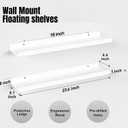 Boswillon 23.6 Inches Long Floating Shelves, 2 Set Modern White Wall Shelf for Bedroom, Nursery Book Shelf with Lip, Picture Ledge Shelf for Living Room, Bathroom, Kitchen
