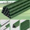 Temporary Fence, Snow Fence, 40" x50' Plastic Mesh Fence with 13-Pack 4FT Steel Stake, Portable Garden Fencing Safety Netting for Outdoor Backyard, Animals Barrier Set for Dog Deer, Green