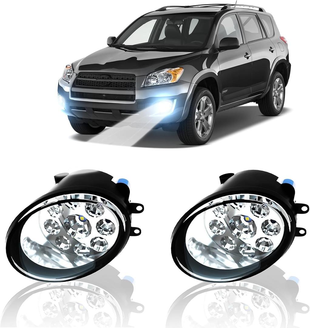 LED Fog Light For 2006-2012 Toyota RAV4 Pair Bumper Fog Light Driving Lamp Bulbs Replacement Fog Light Assemblies,6000k White,Pack of 2