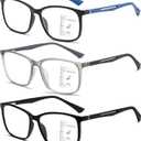 3 Pack Progressive Reading Glasses Men Near-range Workspace Sport Blue Light Blocking Reader TR90 Spring Hinge