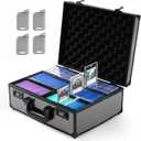 Kabinka top loaders Storage Box for 3" X 4" 35pt Rigid Cards, Trading Card Storage Box with Combination Lock, Top Loader Storage Hard Case, Sports Card Case (Holds 600+ Top Loaders, Carbon Fibre)