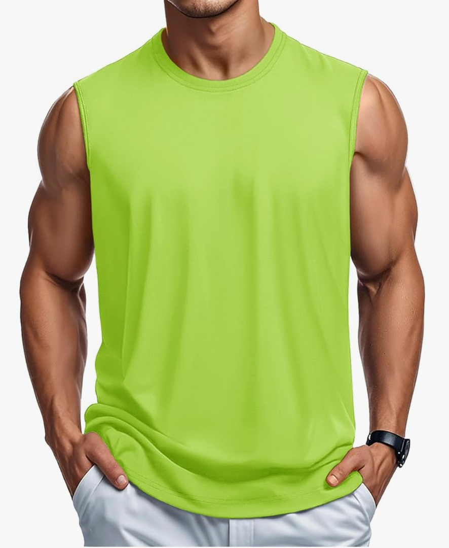 MAGCOMSEN Men's Tank Top Cotton Muscle Workout Gym Shirts Moisture Wicking Lightweight Summer Casual Sleeveless Shirts, M