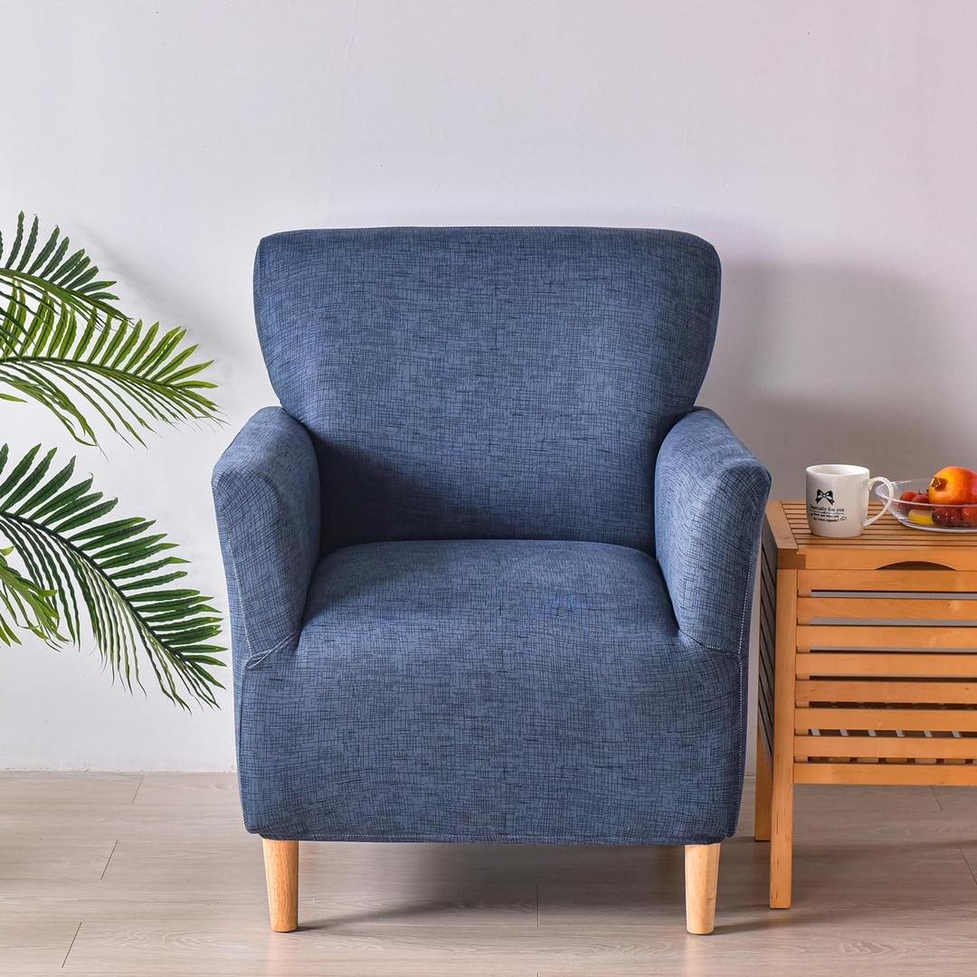 LiveGo Stretch Mid Century Modern Armchair Slipcover 1-Piece Jacquard Accent Chair Covers with Arms Soft Waterproof Chair Slipcovers for Living Room Furniture Protector Office (Color a)