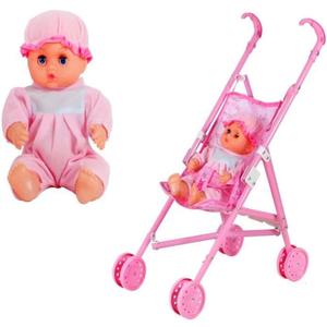 Baby Doll Stroller Set,Girls Toy Doll Stroller Pram Dolls Buggy,Baby Doll Pushchair for Girls Children Dolly Pram Toy Pushchair (Pink)