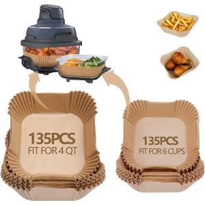 Air Fryer Liners for Ninja Crispi, 270PCS Disposable Paper Liners for Ninja Crispi 4-in-1 Portable Glass Air Fryer Cooking System, Parchment Paper Containers