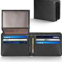 GNDR Wallet For Men Bifold Black RFID Blocking Slim Faux Leather Wallets Card Holder Front Pocket Minimalist Men Accessories With Gift Box