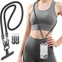 Phone Lanyard Crossbody USB C Cable, PD240W USB C to USB C Cables, Anti Theft Phone Strap Universal Cell Phone Neck lanyard for iPhone/Samsung/Android Phones(Black/3.93ft)