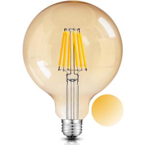 10W Dimmable Large LED Globe Bulb 80W Equivalent 800 Lumens, 2700K Warm White E26 Medium Base, Vintage Edison Style G125 Oversize Amber Globe Glass, G40 Replacement LED Filament Light Bulb