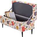 FUANGUI Ottoman Cover Slipcovers Rectangular Printed Folding Stretch Storage Bench Footrest Sofa Stool Covers Footstool Protector Cover with Elastic Bottom, Removable Washable,Large